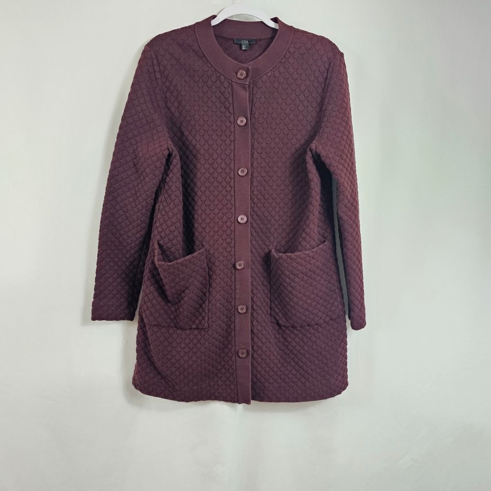 COS Quilted Cardigan Jacket in Raisin - Size M